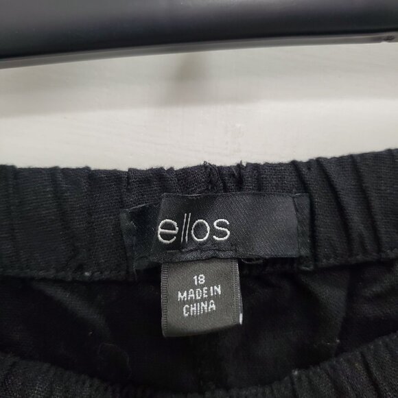 Ellos Woman's Black Linen Blend Elastic Waist Pull On Casual Pants Plus‎ Size 18 - Picture 4 of 8